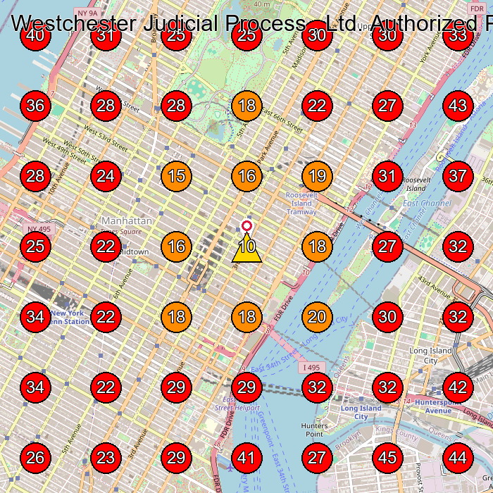 Westchester Judicial Process , Ltd. Authorized Process Servers GeoGrid visibility map for Process Server in Whitestone
